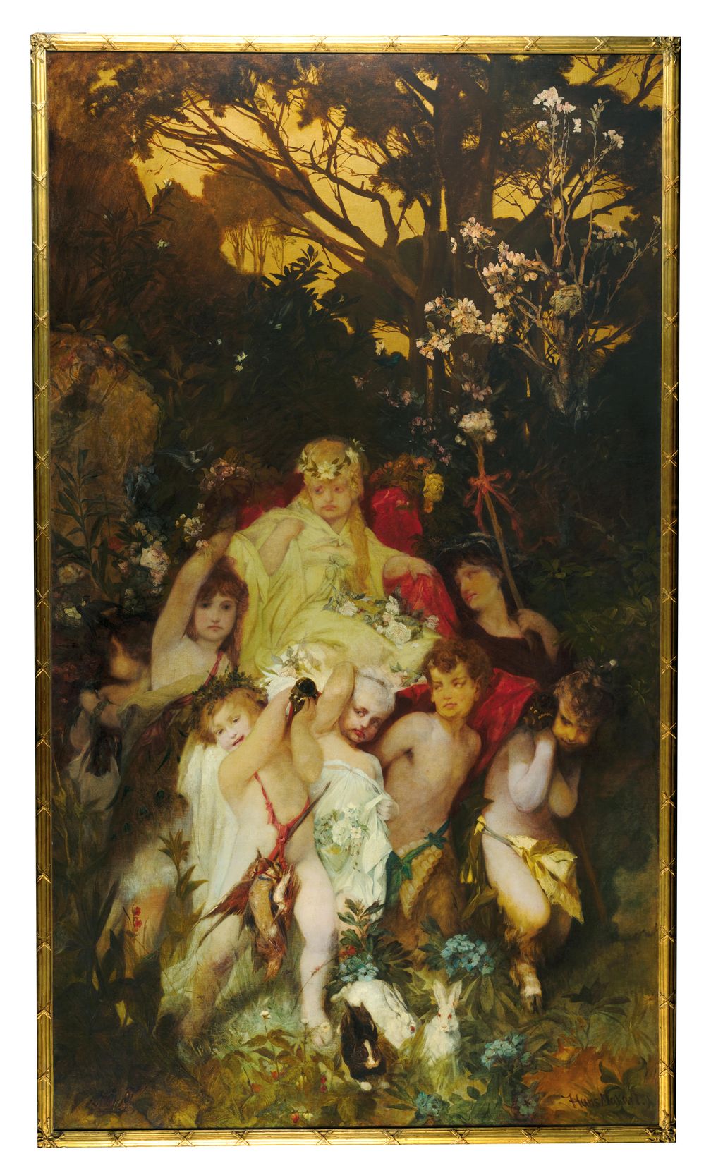 Hans Makart, Moderne Amoretten, Triptychon, signiert auf der Mitteltafel, Öl auf Leinwand, 292 x 167 cm, gerahmt Bild: Dorotheum Fotograf: Dorotheum