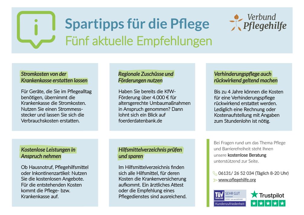 Fünf Spartipps für die Pflege