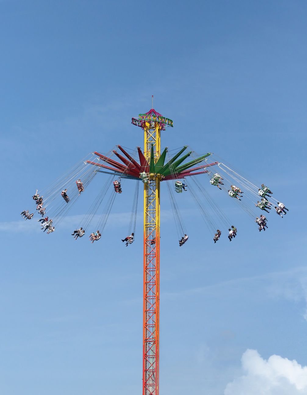 Kettenkarussell „Star Flyer“ mit hochfahrendem Drehkranz, Oktoberfest in München, 2007