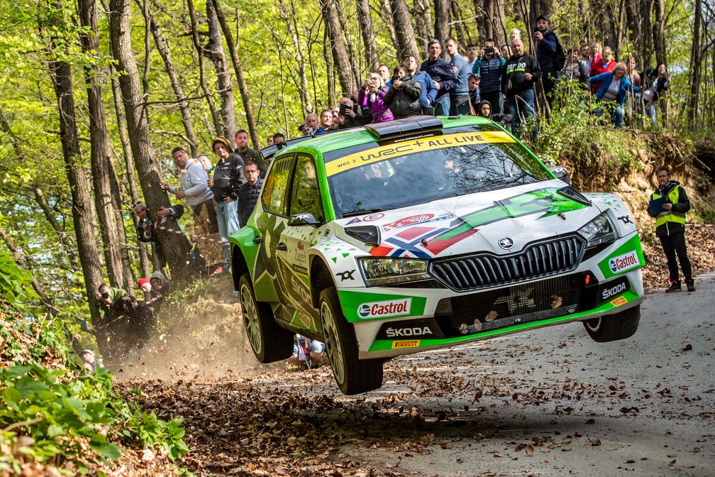 Der von SKODA Motorsport unterstützte Andreas Mikkelsen und Beifahrer Ola Floene (SKODA FABIA Rally2 evo) Bild: SMB Fotograf: Skoda Auto Deutschland GmbH