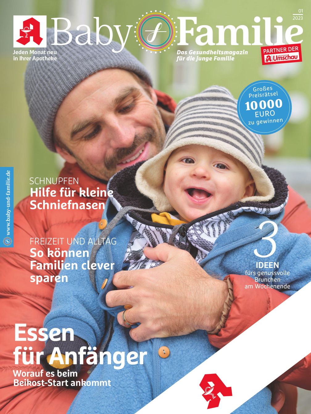 "Titelbild Baby & Familie 01/2023" Fotocredit: W&B/André Kirsch / Produktion: Christina Gassner.