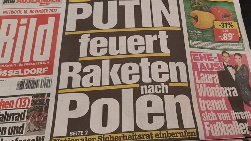 Bild-Schlagzeile vom 16. November 2022. Bild: RT / Eigenes Werk