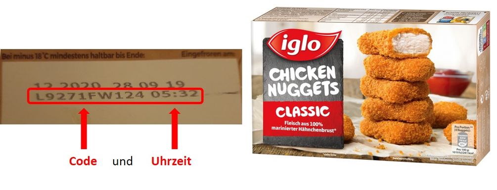 Codes auf der Verpackung. / Bild: "obs/iglo Deutschland"