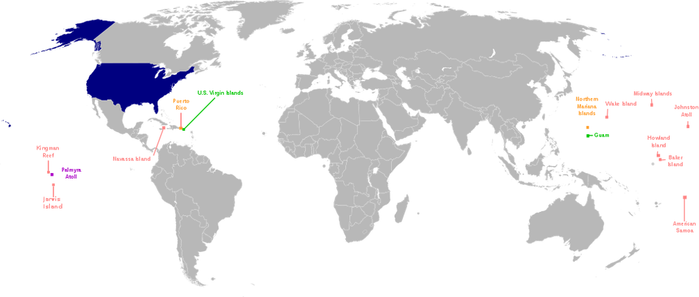 Die Vereinigten Staaten von Amerika und ihre offiziellen Territorien weltweit (USA)