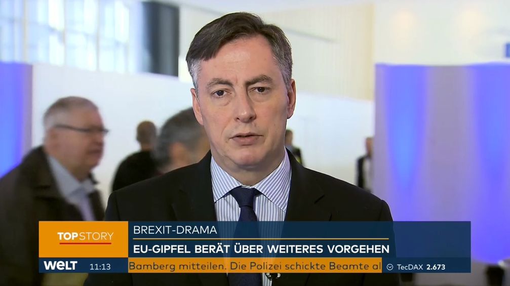 David McAllister (CDU) am 21.3.19 auf WELT zum Brexit. Bild: "obs/WELT/WeltN24 GmbH"