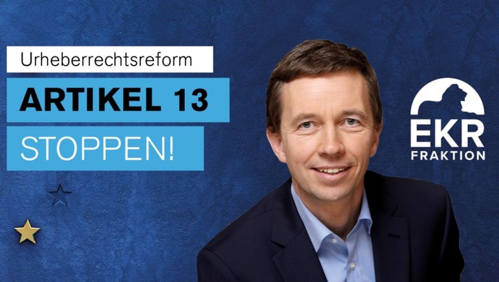 Bernd Lucke schreibt einen Brief an den Präsidenten des Europäischen Parlaments: Artikel 13 stoppen! / Petition bei Change.org Bild: "obs/LKR - Die Eurokritiker"