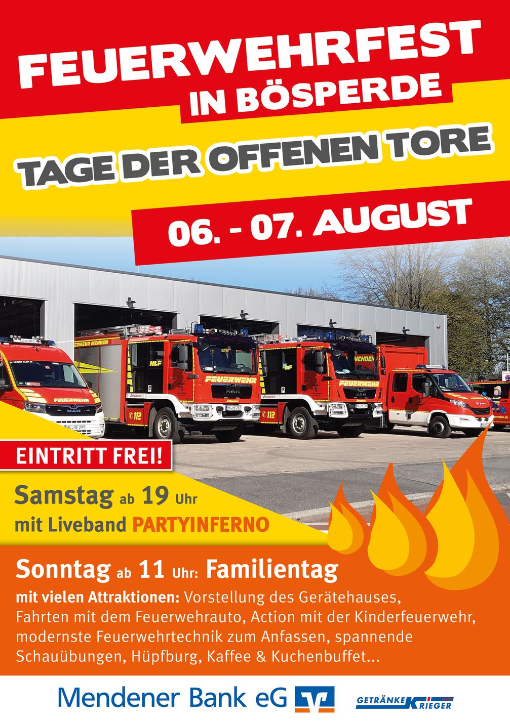 Plakat zum Feuerwehrfest Bösperde. Bild: Feuerwehr Menden.