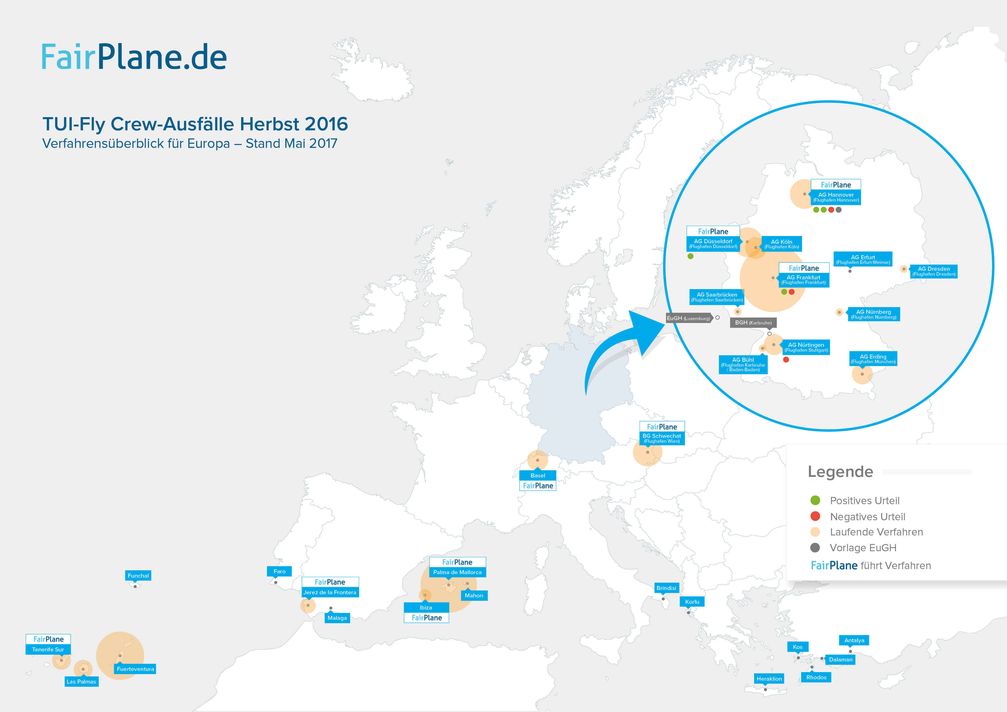 BILD zu OTS - Grafik der Verfahren von FairPlane in den TUIfly -Fällen