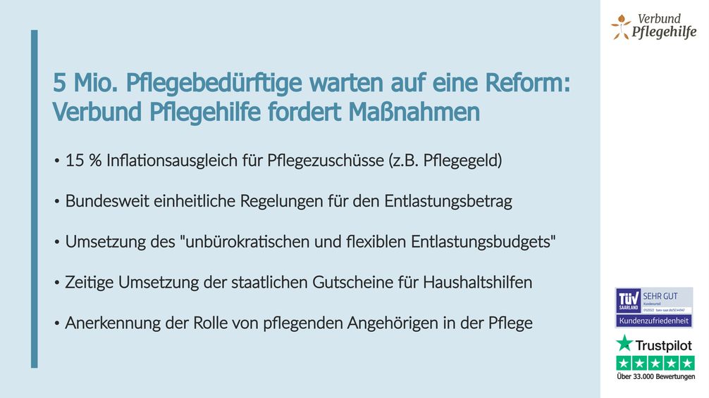 Verbund Pflegehilfe fordert Maßnahmen