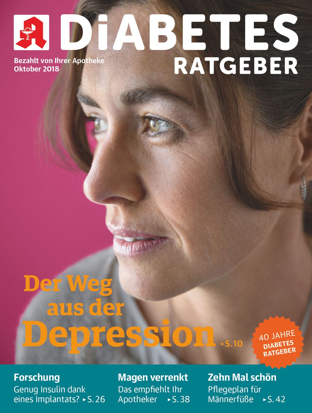 Titelbild Diabetes Ratgeber 10/2018. Bild: "obs/Wort & Bild Verlag - Diabetes Ratgeber"