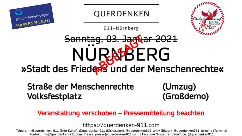 Demonstrationen werden seit Monaten pauschal in der BRD Verboten, nach ausdrücklicher Forderung der Regierung.