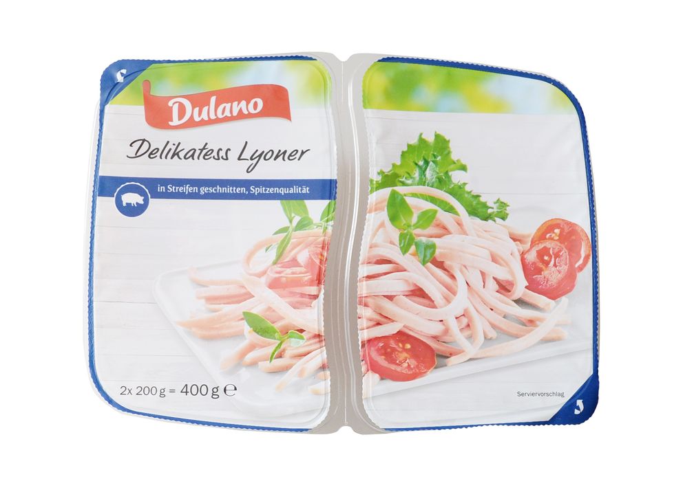 Der Hersteller Hans Adler OHG informiert über einen Warenrückruf des Produktes "Dulano Delikatess Lyoner, in Streifen geschnitten, 2 x 200 g". / Bild: "obs/Lidl"