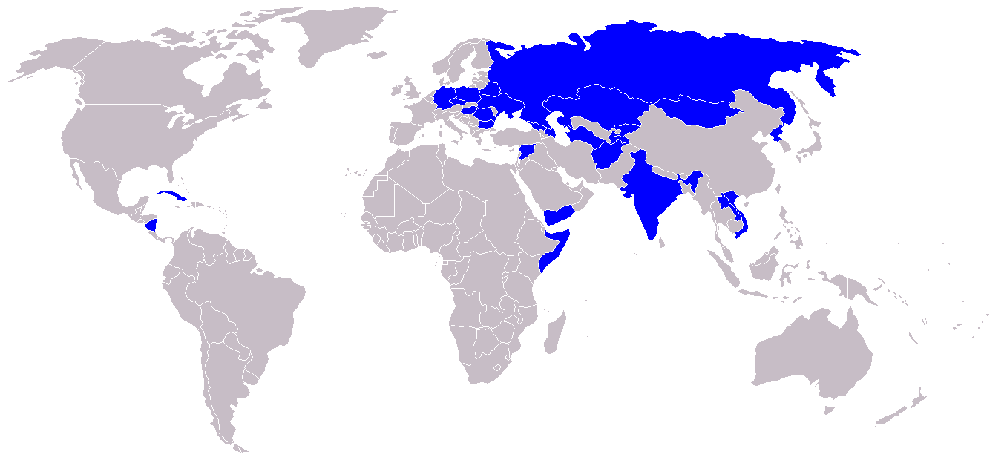 Mitgliedstaaten von Intersputnik (Stand 03/2023)