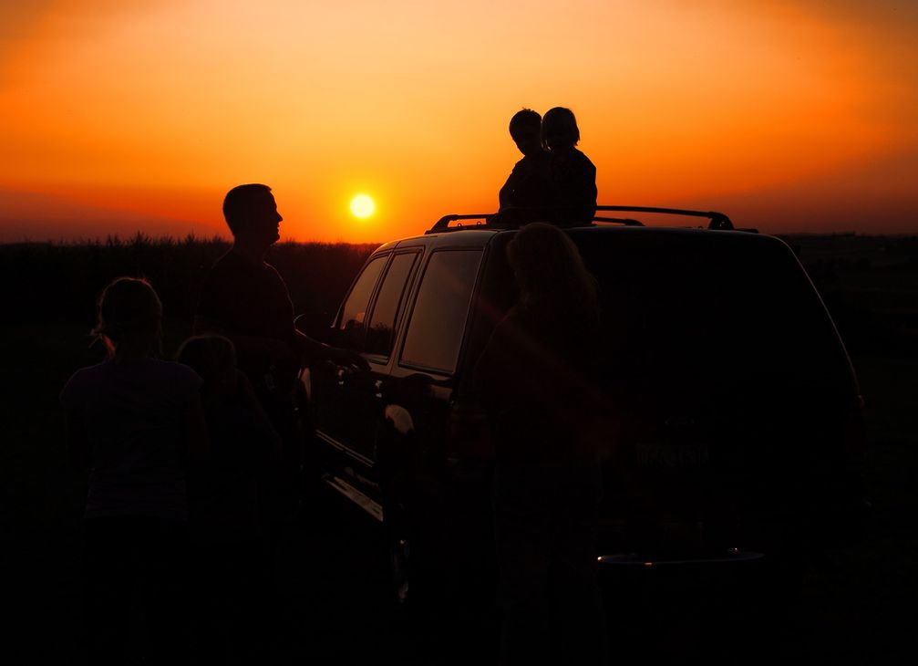 Familie Urlaub Sonnenuntergang