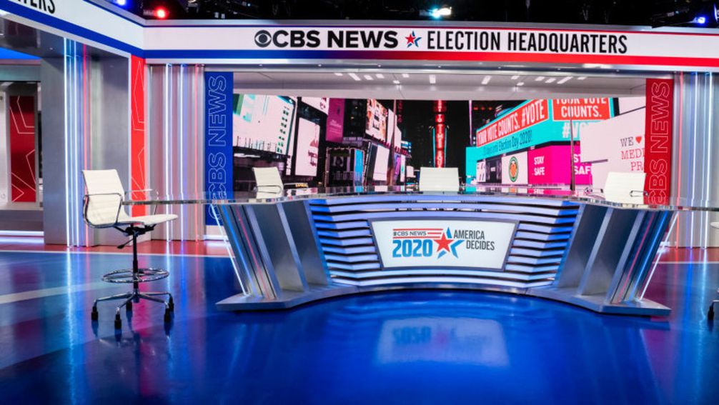 Das CBS News-Wahlkampfstudio 2020 bei ViacomCBS, New York.