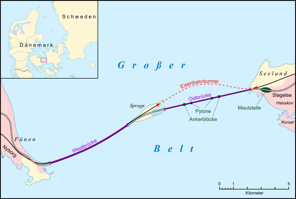 Die Insel Sprogø als Zwischenstation der Großer-Belt-Querung