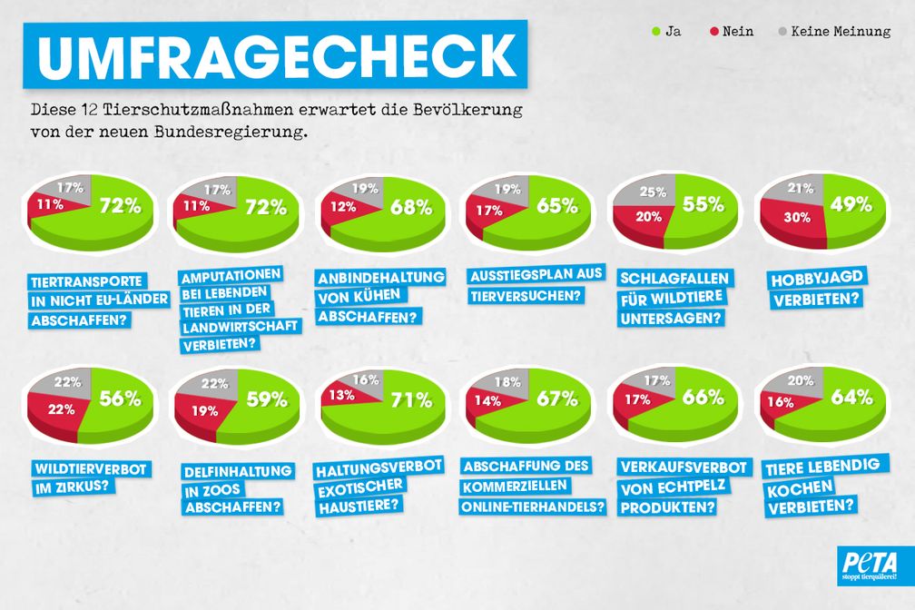 Die Ergebnisse der INSA-Umfrage.Bild: PETA Deutschland e.V. Fotograf: PETA Deutschland e.V.