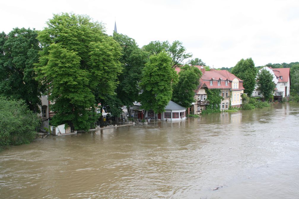 Hochwasser in Halle-Kröllwitz am 3. Juni