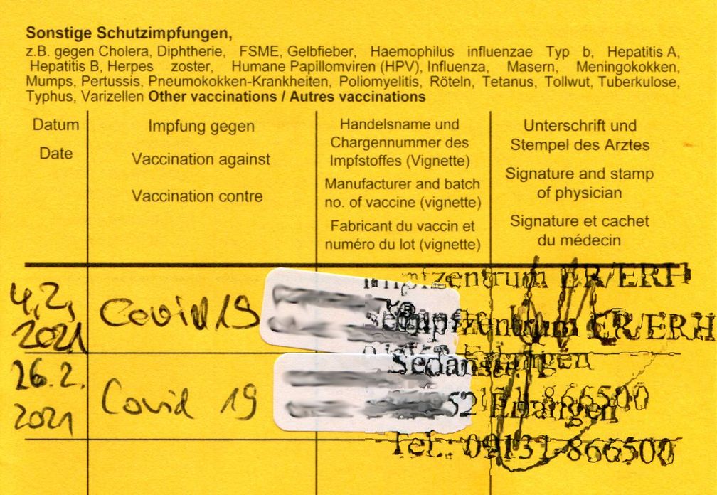 Impfpass mit COVID 19 Impfungen