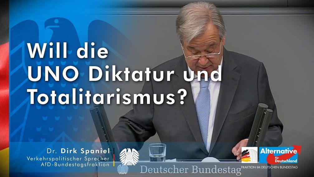 Bild: SS Video: "UNO: Das Ende demokratischer Nationalstaaten? - Generalsekretär Guterres im Bundestag" (https://youtu.be/QR_WMGIIhXI) / Eigenes Werk