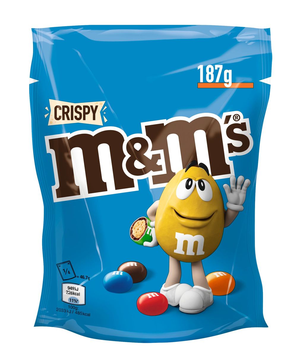 M&M'S® Crispy, 187g PortionsbeutelEAN/ GTIN: 5000159472005Mindesthaltbarkeitsdatum: 23.01.2022; 30.01.2022  Bild: Mars Wrigley Fotograf: Mars Wrigley