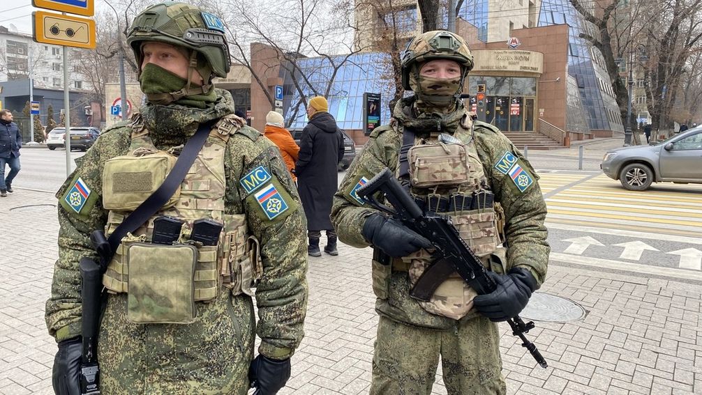 Russische Soldaten im OVKS-Einsatz in Almaty / Kasachstan (11. Januar 2022) Bild: Sputnik / Russisches Verteidigungsministerium