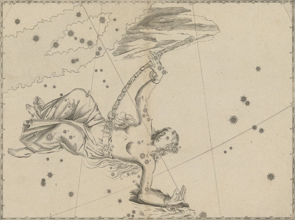 Sternbild Andromeda: Aus der Uranometria von Johann Bayer.