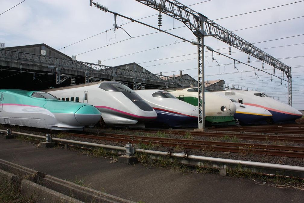 Mehrere Baureihen des Shinkansen nebeneinander (2009)
