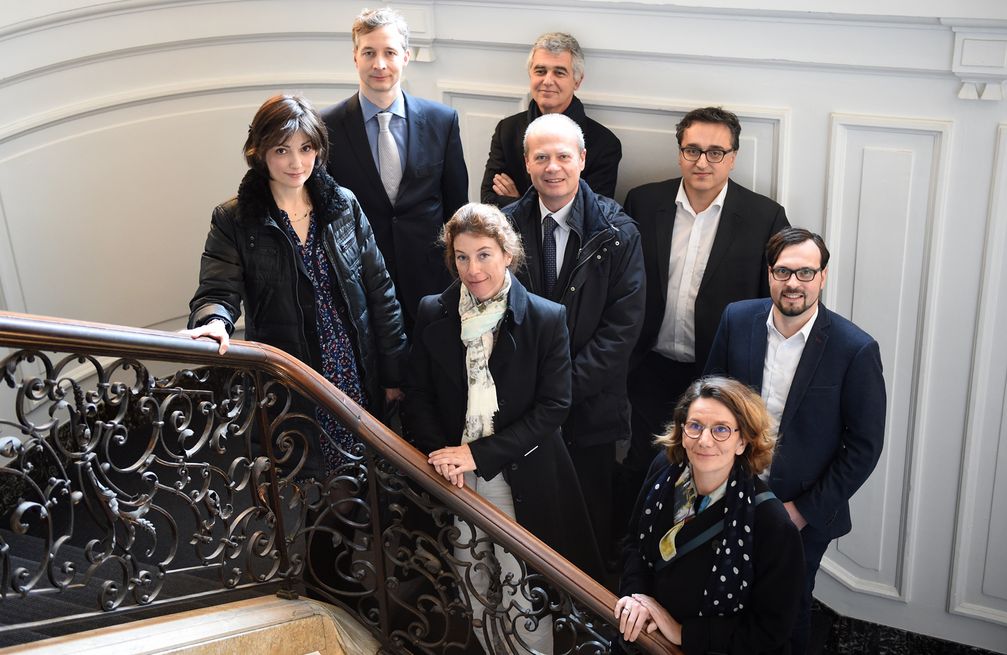 EDNH-Kick-off-Meeting in Hamburg (v. li.): Christine Buhagiar (AFP), Rainer Finke (dpa Vertrieb Ausland), Catherine Lehmann (AFP), Enrico Tibuzzi (ANSA), Maurizio Lunetta (ANSA), Yacine Le Forestier (AFP), Sophie Huet-Trupheme (AFP) und Christoph Walter (dpa- Custom Content). Bild: "obs/dpa Deutsche Presse-Agentur GmbH/Marcus Brandt"