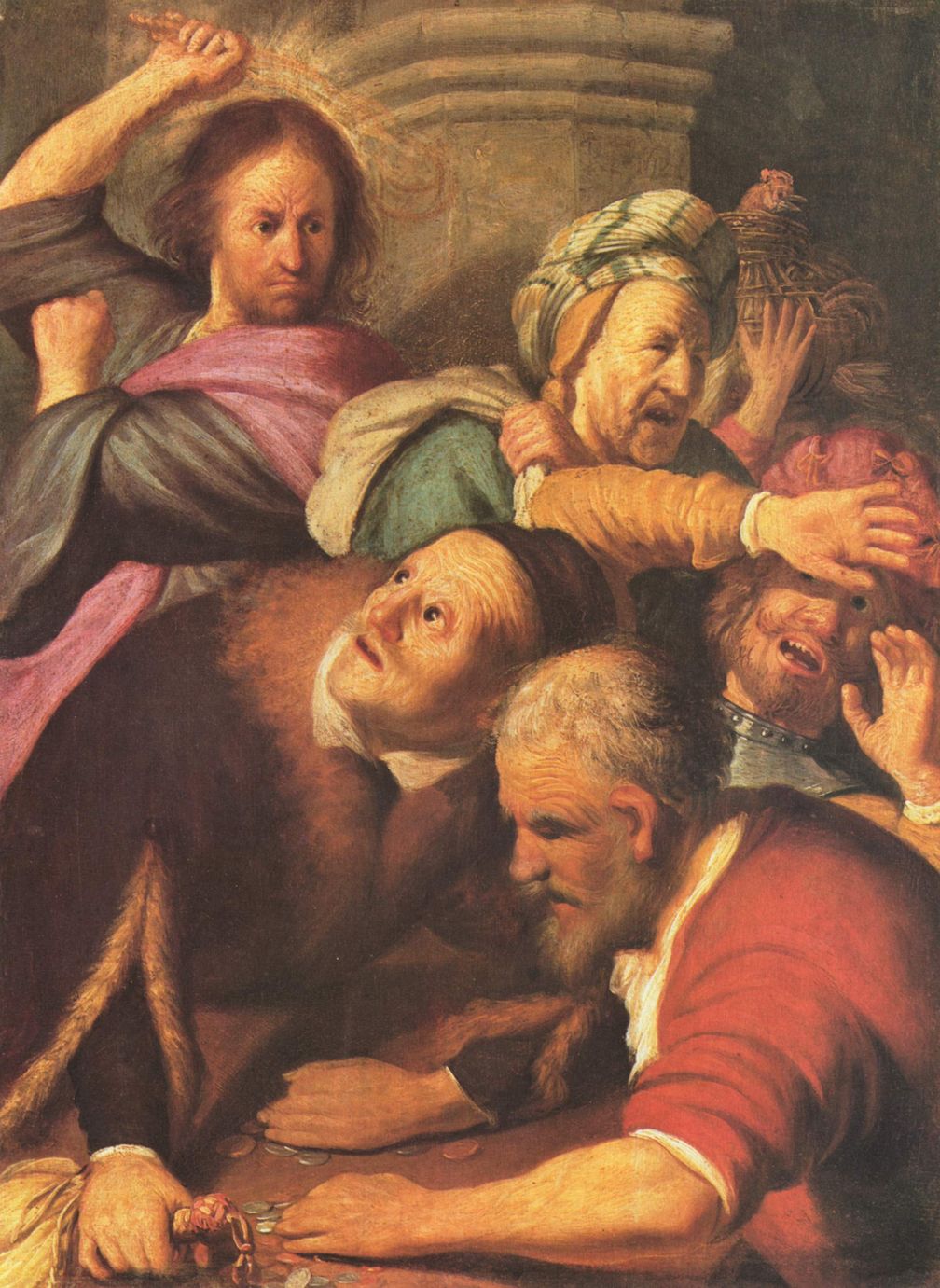 Jesus reinigt den Tempel mit voller Gewalt (Interpretation von Rembrandt)