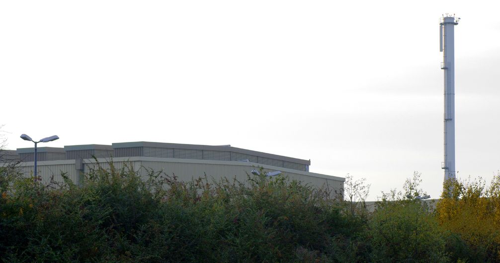 Blick auf das Transportbehälterlager Gorleben („Castor-Zwischenlager“) für hochradioaktiven Abfall (Halle links)
