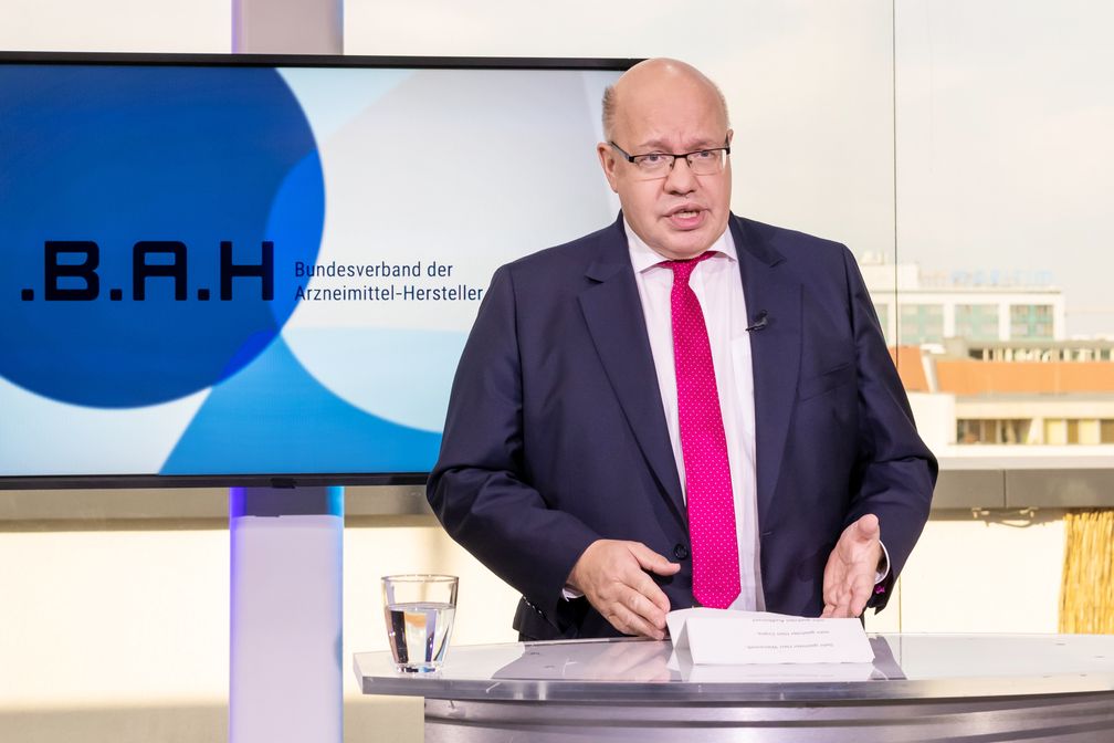 Bundeswirtschaftsminister Peter Altmaier spricht auf der digitalen Mitgliederversammlung des BAH. Bild: "obs/BAH / Svea Pietschmann"