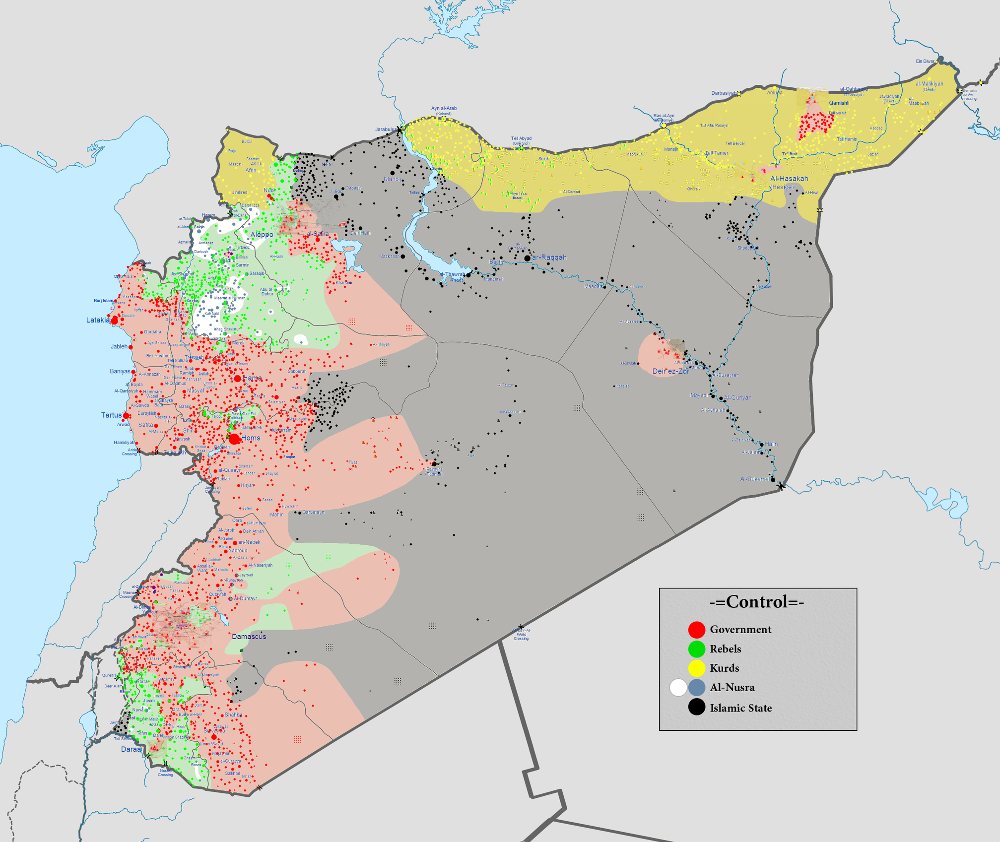 Karte der Gruppen im Bürgerkrieg von Syrien — Extremnews — Die etwas