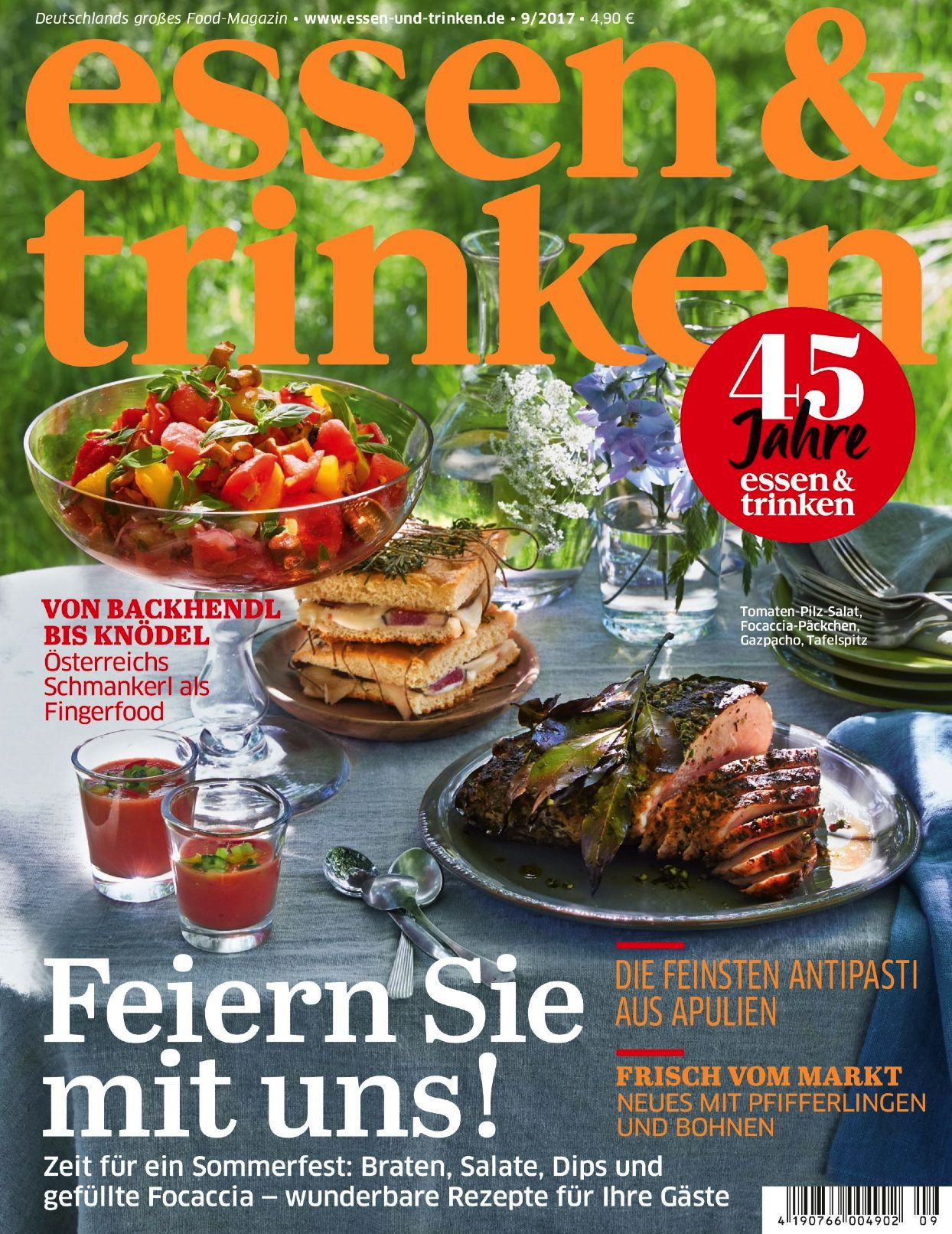 Cover ESSEN & TRINKEN, Ausgabe 9/17, EVT 09.08.2017. Weiterer Text über ots und www
