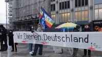 Protestaktion gegen Soldatengottesdienst im Kölner Dom, 19.01.2023 Bild: Felicitas Rabe