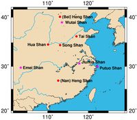 Lage der neun Heiligen Berge in China