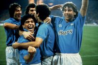 Maradona mit dem SSC Neapel beim Gewinn des Uefa-Cups 1989.  Bild: ZDF Fotograf: Renato Carbone