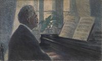 Egon Schiele (1890-1918), Leopold Czihaczek am Klavier, 1907, Öl auf Leinwand, 60,2 x 100,7 cm Bild: Leopold Museum, Wien Fotograf: Leopold Museum, Wien
