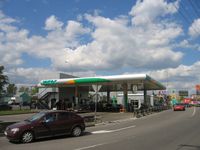 Eine Yukos-Tankstelle in Moskau