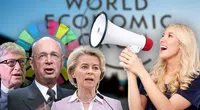 Bild: Hintergrund: swiss-image.ch/Johanna Flubacher/World Economic Forum, Flickr, CC BY-NC-SA 2.0; Gates: Governor Tom Wolf from Harrisburg, PA, CC BY 2.0; Von der Leyen: © European Union 2022 – Source: EP, CC BY 4.0; Schwab: World Economic Forum, CC BY-SA 2.0 (alle drei Wikimedia Commons); Frau mit Megaphon: Freepik; Collage: Wochenblick / Eigenes Werk