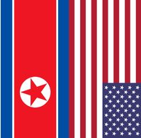Flaggen von Nordkorea und den Vereinigten Staaten von Amerika (USA/VSA): Ein Stern gegen viele...