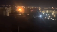 Explosion bei der Abwehr eines ukrainischen Angriffs mit unbemannten Kamikazebooten auf Schiffe der russischen Schwarzmeerflotte in Sewastopol. Autonome Republik Krim, Russland, 24. APril 2023. Stillbild aus der Videoaufnahme eines Zeugen. Bild: Операция Z:Военкоры Русской Весны