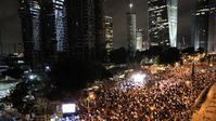 Luftaufnahme des Ausmaß der Proteste in Tel Aviv am 4. Februar 2023