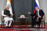 Der Präsident Russlands Wladimir Putin und der Premierminister Indiens Narendra Modi am 16. September 2022 Bild: Alexandr Demjantschuk / Sputnik