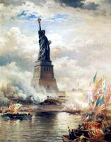 Enthüllung der Freiheitsstatue von Edward Moran, Öl auf Leinwand, J. Clarence Davies Collection, Museum of the City of New York (Symbolbild)