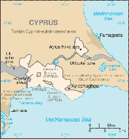 Lage der Ayios Nikolaos Station. Das Britische Überseegebiet ist umgeben vom Hoheitsgebiet der Türkischen Republik Zypern