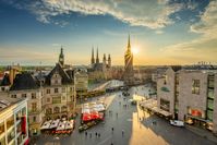 Marktplatz Roter Turm Sonnenuntergang - Stadt Halle (Saale)  Bild: Tag der Deutschen Einheit Fotograf: Thomas Ziegler