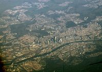 Luftbild von Frankfurt am Main beim Überflug, Archivbild