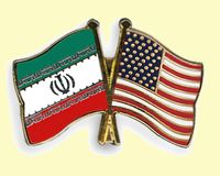 Flaggen der Kriegsnation Vereinigte Staaten von Amerika (VSA/USA) und dem friedlichen Land der Arier, Iran (Aryānam Xšaθra)