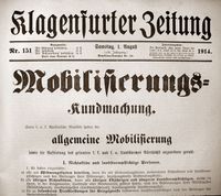 Österreichische Kundmachung vom 1. August 1914 über die Mobilisierung